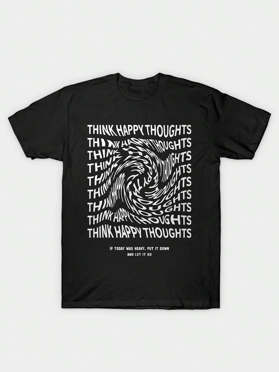 Handwritten Happy Thoughts Spiral design - Negro - Ver 1