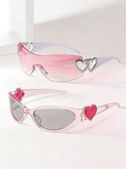 2pcs Women's Fashion Fashion Glasses, Oversized Frame, Sporty Style Fashion Glasses, Fashion Fashion Glasses, Bohemian Style Party, Summer Beach Decor, Valentine's Day Gift, Party