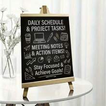 木制画架小黑板，适用于家庭办公室、咖啡馆、餐厅、酒吧、超市等场所展示价格标签，复古百搭，是圣诞节、新年和生日的完美礼物。 - 黑色 - 查看 3