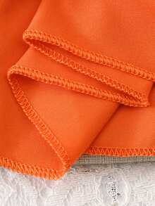 女婴夏季新款波西米亚风泡泡袖拼接连衣裙 - 橘色 - 查看 7