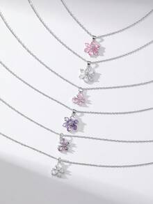 1 chiếc dây chuyền mặt hình bướm và đá Zirconia màu tím hoa cà, kiểu dáng thời trang, sáng tạo, thanh lịch, phù hợp cho nữ. - Xem 2