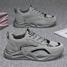 Men's New Breathable Work Safety Shoes, Casual Thick Sole Non-Slip Sneakers, Comfortable Chunky Sneakers - Grey - View 5