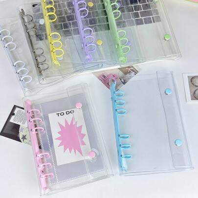 1个A6便携式透明活页夹，透明贴纸簿，贴纸簿，照片收纳袋，相册，预算计划本，日记本，笔记本，办公用品