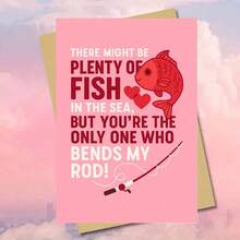 1pc Plenty Of Fish Love And Fishing Rod Humor Card Greeting Card With Envelope Playful Romantic Sea Life And Angling Design Perfect Valentine's Day Gift For Friends, Colleagues, Partners, And Loved Ones