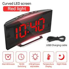 Electronic Alarm Clock Noiseless Design Digital LED Large Display Mirror Electronic Clock Digital Alarm Clock LED Mirror Clocks - Multicolor - View 12