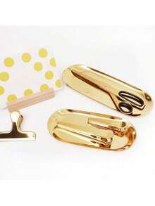 Stainless Steel Jewelry Tray, Cosmetic Storage Box, Bathroom Tray, Decorative Tray, Small Storage Tray, Bathroom Storage Box, Home Decor, Luxury Home Gold Foil,Makeup Bag,Travel Essential - Gold - View 2