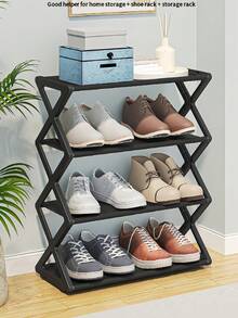 1 pièce Organisateur de rangement à 4 niveaux pour chaussures, meuble de rangement pour chaussures autoportant parfait pour la penderie, l'entrée, le couloir, le vestibule, le salon, la chambre. Assemblage facile, structure en métal économisant l'espace. Étagère d'affichage pour chaussures, bottes, Baskets, pantoufles et accessoires. Solution d'organisation design minimaliste moderne et compact. - Multicolore - Voir 11
