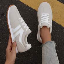 Women's Round Toe Casual Canvas Sneakers With Lace-Up And Frayed Design, 2026 Spring/Autumn New Campus Style For Daily Wear, Home, Commute, Work, All Season, PVC Lightweight & Breathable Sole - Xám - Xem 2