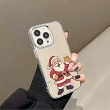 La funda de espejo con diseño navideño de Papá Noel funciona como espejo y es compatible con  17,  16 Pro Max,  15 Pro Max,  13 y  12. Fabricada en TPU, ofrece protección contra golpes y caídas. Un regalo perfecto para familiares, amigos, ocasiones especiales, parejas y celebraciones navideñas, de cumpleaños o festivas. - Plateado - Ver 4