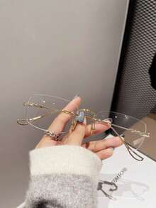 1pc Unisex Fashionable Sexy Rimless Metal Glasses - Transparent Film - View 1