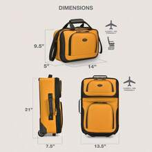 U.S. Traveler Rio Rugged Fabric Expandable Carry-On Luggage Set Orange Set Carry-On Suitcase - Orange - View 5
