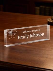 Placa de escritorio de acrílico personalizada con logotipo de la empresa - Placa decorativa de oficina personalizada, adecuada como regalo para el jefe o la empresa, bloque de vidrio acrílico transparente personalizado, regalo de oficina, regalo de agradecimiento para colegas, jefe, maestro/empleado, decoración de escritorio de oficina unisex, decoración de sala de estar - Multicolor - Ver 21