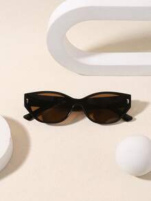 1副女士椭圆形猫眼轻便时尚眼镜，复古风格，适合户外活动，提供防护 - 彩色 - 查看 5