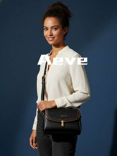 Stylish Women's Contrast Color Trim Vintage Handbag, Luxury Designer Ladies Crossbody Bag, High-Quality Soft Leather Women's Wallet With Flap Design And Lock Decoration, Suitable For Shopping, Dating, Vacation, Party