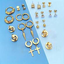 15 Pairs Of Stylish And Gorgeous Stainless Steel Earrings Set, With Multiple Colors And Styles To Choose From, Suitable For Daily Or Party Use, And Can Be Given As Gifts To Friends And Family - Black - View 8