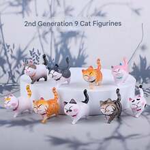 9件套可爱树脂猫咪桌面摆件，创意卡通铃铛猫摆件，猫咪房间装饰，汽车装饰 - 彩色 - 查看 8