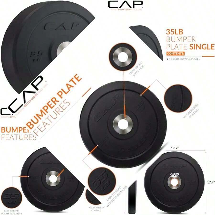 Best Olympic Bumper Plate for Weightlifting, Black Color - Negro - - Ver 1