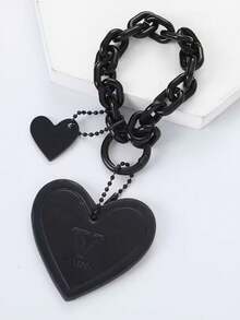 Schwarzer herzförmiger Autoschlüsselanhänger, Taschenanhänger, Handyanhänger, Partyfavoritengeschenk für Verwandte, Freunde und Freundinnen - Schwarz - Übersicht 3