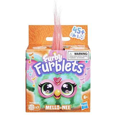 Hasbro Furby Furblets Mello-Nee Mini Friend, 45+ Sounds, Summer Chill Music & Furbish Phrases, Electronic Plush Toys, Watermelon Red & Green, Back To School Gifts, Ages 6+