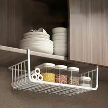 Extra Large Modern Storage Basket - No Assembly Required Hanging Organizer | Multi-Layer Mesh Design With Durable Metal Wire - Suitable For All Seasons, Space-Saving, Vertical Storage Solution For Kitchen, Dorm Desk, Etc. - Multipurpose Shelving Unit, Easy To Install - Multicolor - View 3