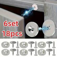 18/12/6 Pack Cabinet Door Magnetic Catches Invisible Closing Metal Magnetic Catches Suitable For Various Materials, Kitchen Glass Doors, And Furniture Cabinet Doors - 6 Sets (18 Pieces) - View 3
