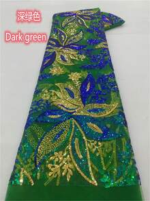 Vải lưới thêu cao cấp màu vàng bán chạy nhất của Pháp, pha chút xanh lá cây, chất liệu Nigeria và châu Phi, thích hợp cho tiệc cưới, kèm màu tím. - Nhiều màu - Xem 26