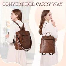 VX VONXURY Backpack Purse For Women Fashion Faux Leather Anti-Theft Backpack With Detachable Shoulder Strap For Daily Work Travel - Brown - View 6