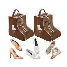 Nonwoven Fabric Dust-Proof Shoe Bags, Shoe Storage Bags, Luggage Boot Shoe Covers With Zipper And Handle, Suitable For Flats, Ankle Boots And Tall Boots, Elegant Shoe Storage Bags, Travel & Home Boot Covers
