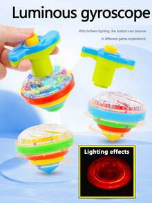 1/2/4pcs Interesting LED Flashing Music Spinning Top Toys, Glowing Rotating Spinner Toys, Lighting Up Music Spinning Toys, Lighting Toys, Dark Party Supplies, Birthday Gifts, Christmas Gifts (Some Accessory Colors Are Random, And There May Be Slight Measurement Errors Due To Manual Measurement) - Multicolor - View 3