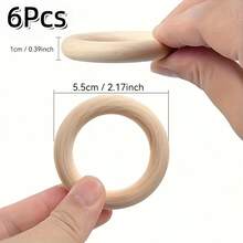 6/12/20pcs Natural Wood Rings For Crafts, Macrame Rings For DIY, Wooden Rings Without Paint, Pendant Connectors, Multiple Sizes Available