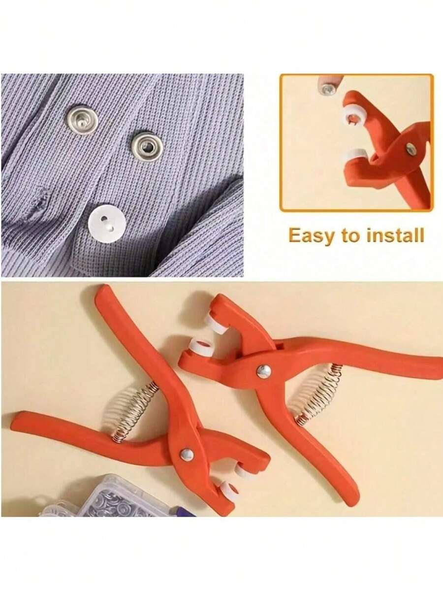 5爪紧固工具套装 - 免钉通用型 - 5爪母扣紧固钳和纽扣 1套 / 钳子 1把 + 纽扣（50套） - 紅色 - 查看 1