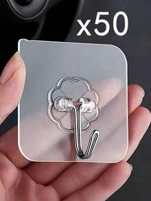 50pcs Heavy Duty Adhesive Wall Hooks, Sticky Wall Hangers, Damage-Free, Waterproof, Max 33lbs, Suitable For Bathroom, Kitchen, Towels, Coats, Keys - Multicolor - View 18