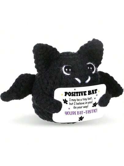 1pc "Lovely Handmade Crocheted Bat Plush Toys-Positive Bats Are Definitely Stuffed Animals, Lovely Refreshing Gifts For Friends/Children, Kawaii Desk Decoration And Room Decoration"