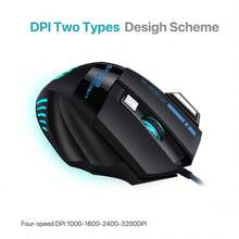 1pc New USB Wireless Mouse With Colorful Lighting, 2.4G Optical Mouse, Rechargeable Plug And Play, Suitable For Home And Office Use - 黑色-有線版 - 查看 2