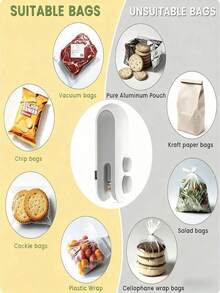 1pc Food Packaging Bag Sealer, Built-In Magnetic USB Rechargeable Battery, Portable Mini Heat Sealer, Suitable For Picnics And Travel, Manual Press Plastic Bag Sealer, Magical Sealing Tool For Chip Bags, Cookies Bags, Snack Bags And More, Resealable, Comes With Charging Cable, 16W Power, Great For Home And Travel Use - Multicolor - View 4