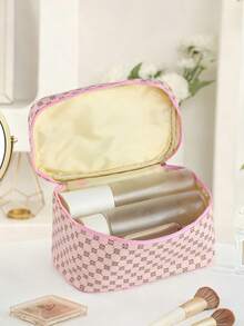 1个女士化妆工具收纳化妆包，旅行护肤品整理包，经典时尚大容量四叶草方形包，女士必备，化妆包，旅行必备 - 粉色 - 查看 7