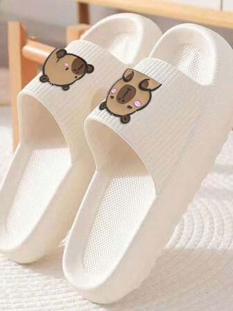 Summer New Arrival Fashion Versatile Solid Color Vertical Stripe Single Hole Thick Sole Soft Comfortable EVA Non-Slip Anti-Odor Antibacterial Protective Foot Men's Slippers For Home, Bathroom, Outdoor Wear [For Wide Feet, It Is Recommended To Purchase Plus Size For Better Fit]