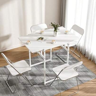 Advwin Drop Leaf Dining Table 91 * 60cm Foldable Table With Metal Frame Compact Desk For Apartment Kitchen