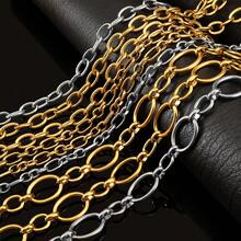 1m Fashionable Stainless Steel Multi-Size Thick Chain, Oval Embossed Embossed Hip Hop Chain, Suitable For DIY Necklace, Bracelet, Jewelry Making - Chain - View 6