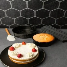 2-Piece Non-Stick Round Cake Pan Set, 8" & 9" Black - Even Heating For Home Baking - 1 - 查看 5