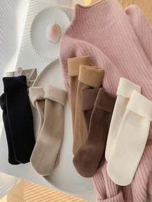 5 Pairs Women's Winter Thermal Socks - Ultra Soft Thermal Lined & Non-Slip |     Indoor Cozy House Socks For Snow Boots |     Cold-Proof Essentials (Assorted Colors) - 1PC多色 - 查看 7