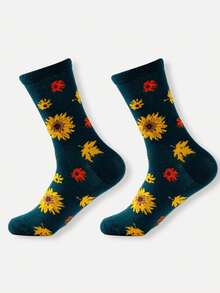 2/5/10 Pairs Random Fashionable Versstile Creative AB Asymmetrical High Top Socks With Cartoon Animal, Tool, And Character Patterns - Multicolor - View 7