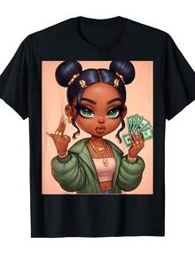 Graphic Tee Get Money T Shirt - 黑色 - 查看 1
