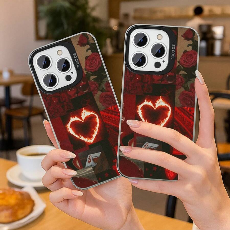 Una funda para teléfono con un diseño de rosa roja y corazón de llama con una estética romántica.Tiene un estilo artístico lindo, es a prueba de golpes y duradero, con una parte trasera mate, adecuado para varios modelos de Transsion INFINIX.Este es un regalo cálido adecuado para dar a amigos. - Mezcla de colores - Ver 1