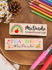 Borrador de pizarra personalizado, borrador de pizarra exclusivo para maestros, borrador de tiza, borrador de pizarra blanca, borrador de pizarra pintado a mano, decoración de oficina de vuelta a la escuela, de moda, colorido, lindo, minimalista, kawaii, regalo personalizado único, regalo de aprecio al maestro, regalo de fin de año, regalo escolar, regalo de vuelta a la escuela, regalo con nombre de maestro - Multicolor - Ver 7