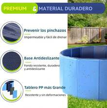 Piscina Plegable para Perros, Piscina para Mascotas de 120 x 30 cm con Tablero de PP de Alta Resistencia, Piscinas Plegables de Plástico Duro para Perros, Bañera Antideslizante para Mascotas - 1 - Ver 4