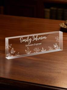 Placa de escritorio de acrílico personalizada con logotipo de la empresa - Placa decorativa de oficina personalizada, adecuada como regalo para el jefe o la empresa, bloque de vidrio acrílico transparente personalizado, regalo de oficina, regalo de agradecimiento para colegas, jefe, maestro/empleado, decoración de escritorio de oficina unisex, decoración de sala de estar - Multicolor - Ver 19
