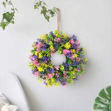 1pc 19-Inch Artificial Mixed Plastic Floral Spring/Summer Front Door Hanging Wreath, Colorful Indoor/Outdoor Home Decor Wreath, Suitable For Holidays, Patio, Garden, Farmhouse, Window Display, Party Decoration - Mixed-color Phalaenopsis Orchid Ring With Hook Rope - View 8