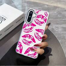Funda de teléfono con estampado de labios de rosa, Compatible con S25 S24 S23 S22 S21 S20 y modelos de la serie A, Compatible con iPhone 17 16 15 14 13 12 11 Pro Max, Para modelos MOTO y vivo, Adecuado para regalo de Navidad para mujeres. - transparente - Ver 2