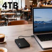 Portable External Hard Drive, 4TB Large Capacity Ultra-High Speed Data Transfer Portable Hard Drive, Suitable For USB 3.0 Compact Hard Drive, Portable And Shockproof, HDD External Hard Drive, Ultra-Low Power Consumption, Light And Easy To Carry.Suitable For Smartphones, OTGs, Universal Computers, Etc.The Perfect Gift Companion., Portable Storage Drive, Smartphone Storage, Data Backup, Lightweight Design, Sleek Storage, Shockproof Drive, Durable Construction, Highspeed Hdd, USB 3.0 - 4TB - 查看 1